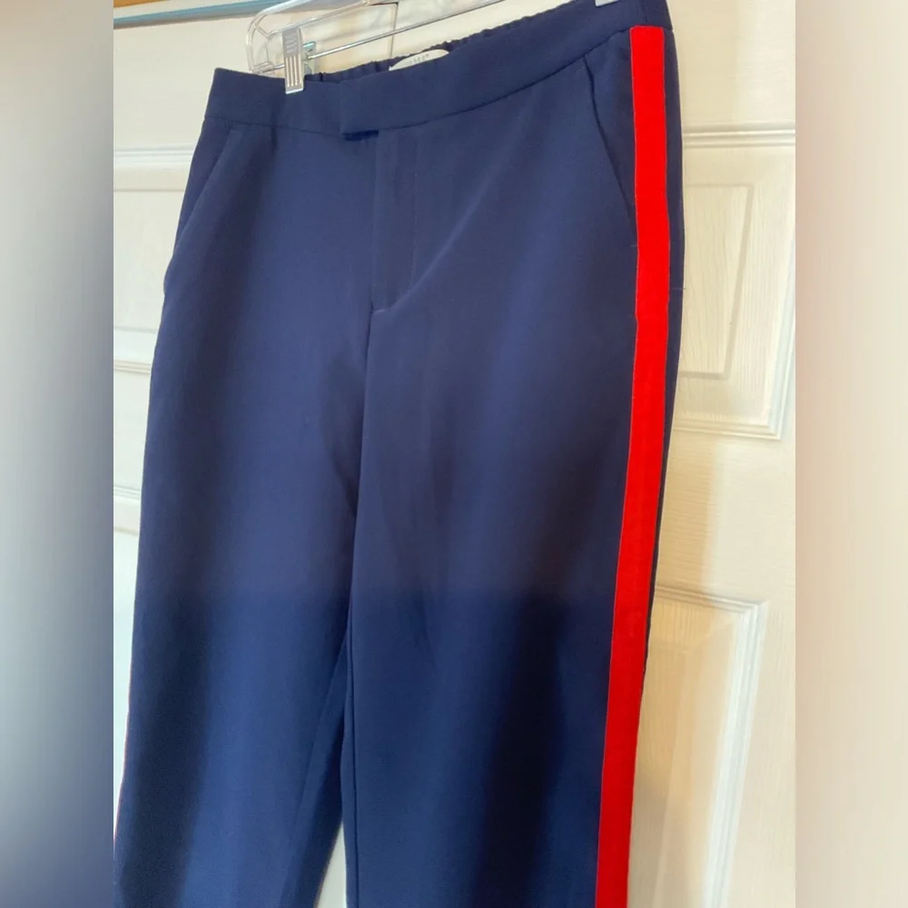 H & M L.O.G.G. Navy Blue Red Stripe Pants Pockets Size‎ 8